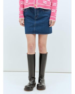 Gucci Patchwork Mini Denim Skirt in Blue | Lyst