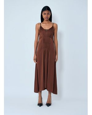 Prada Crepe Satin Midi Dress - Brown