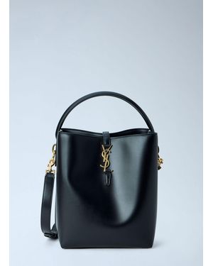 Saint Laurent Le 37 Leather Bucket Bag - Blue