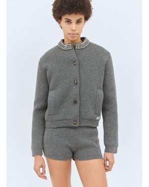 Gucci Padded Rib Wool Cardigan - Grey