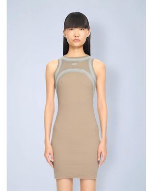 Off-White c/o Virgil Abloh Spray Off Stamp Ribbed Round Dress - Blue
