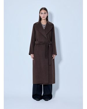 Max Mara Wrap Belted Wool Coat - Blue