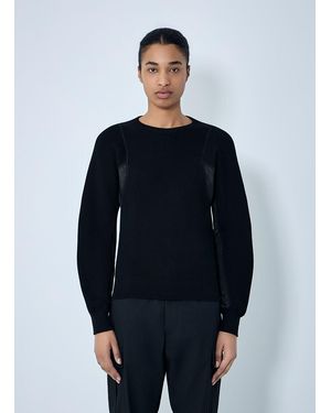 Moncler Ribbed Knit Sweater With Contrast Panels - Blue