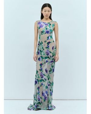 Dries Van Noten Devona Floral Maxi Dress - Blue