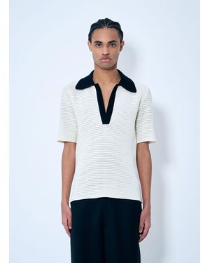 Jil Sander Open-Knit Polo Shirt - White