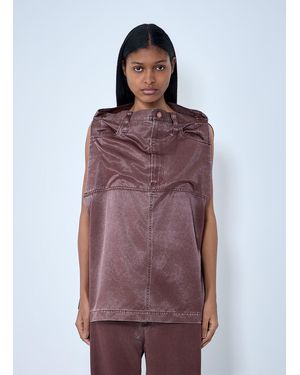 Issey Miyake Satin Denim Sleeveless Top - Purple