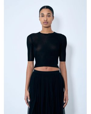 Saint Laurent Cropped Top With Cassandre - Black