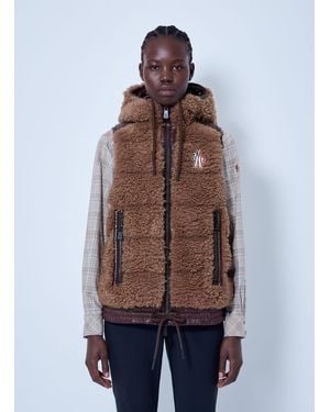 Moncler Shearling Hooded Gilet - Brown