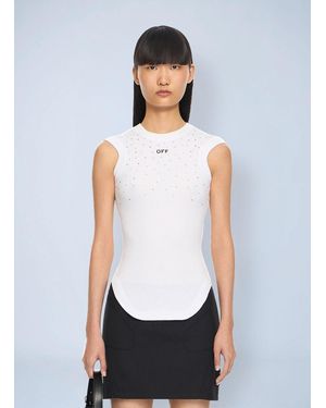 Off-White c/o Virgil Abloh Ow X Swarovski Ribbed Kat Top - White