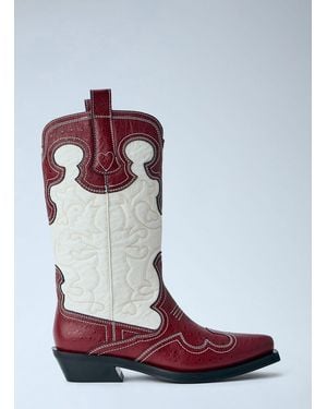 Ganni Mid Shaft Embroidered Western Boots