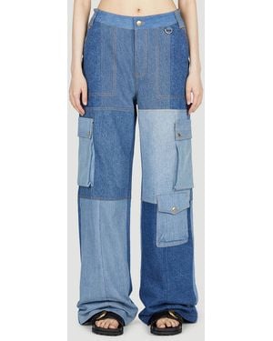 Marine Serre Panel Cargo Jeans - Blue