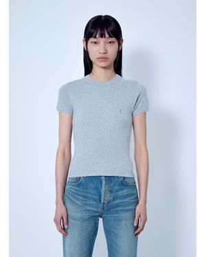 Saint Laurent Cassandre Fitted T-Shirt - Blue