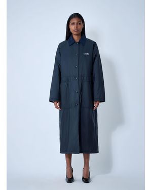 Prada Logo Print Long Coat - Blue