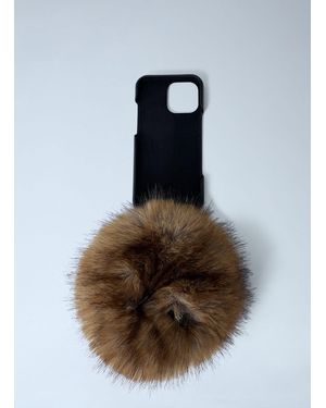 Balenciaga Tech Phone Case With Faux Fur Embellishment - Natural