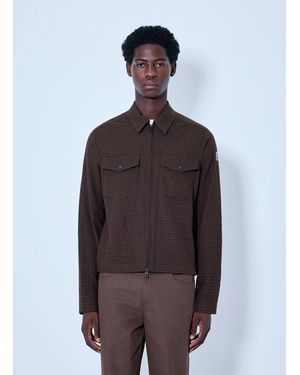 Moncler Checked Zip-Up Jacket - Brown