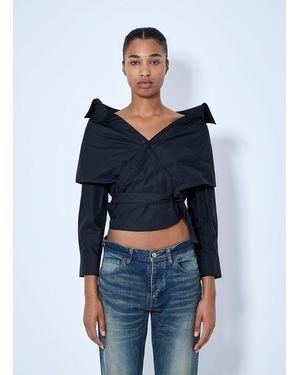 Balenciaga Off-Shoulder Wrap Shirt - Blue