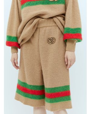 Gucci Interlocking Gg Wool Mohair Bermuda Shorts - Green