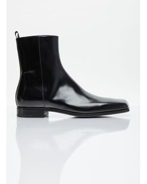 Prada Brushed Leather Boots - Black