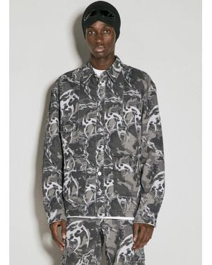 Han Kjobenhavn Camo Printed Utility Shirt - Grey