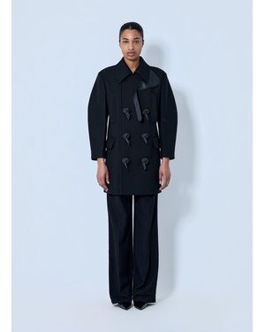 Bottega Veneta Double-Breasted Coat With Knot Details - Blue