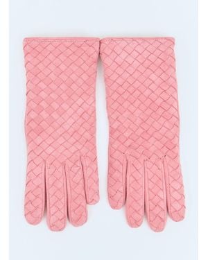 Bottega Veneta Suede Intrecciato Gloves - Pink