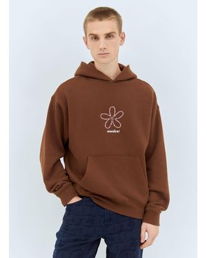 AWAKE NY Flower Stamp Zip Hooded Sweatshirt - Brown
