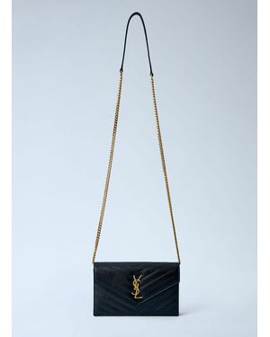 Saint Laurent Cassandre Envelope Chain Wallet - Blue