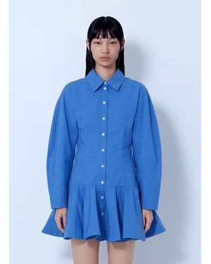 Ganni Stretch Cotton Mini Shirt Dress - Blue