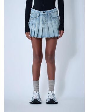 Balenciaga Pleated Denim Mini Skirt - Blue