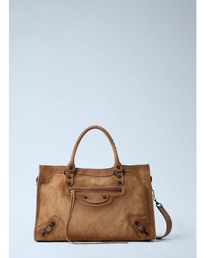 Balenciaga Medium Suede Le City Handbag - Blue