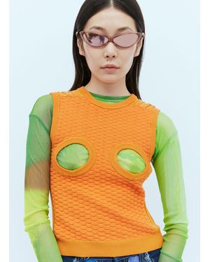 PAULA CANOVAS DEL VAS Knit Bubble Cut-out Vest - Yellow