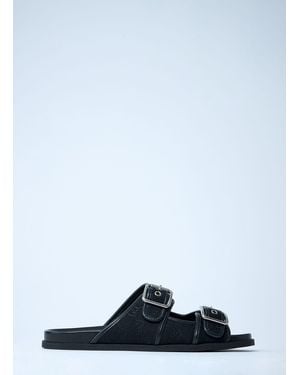 Gucci Gg Slide Sandals With Buckles - Black