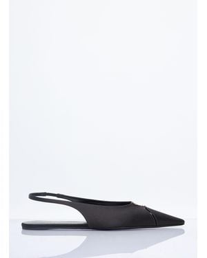 Saint Laurent Satin Babylone Slingback Flats - White