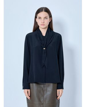 Max Mara Silk Tie-neck Blouse - Blue
