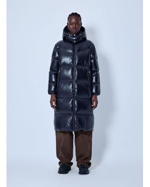 Moncler Harfang Hooded Long Down Coat - Blue