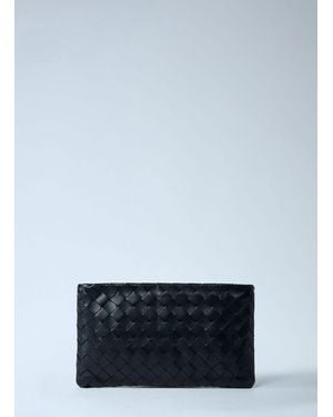 Bottega Veneta Small Intrecciato Flat Pouch - Blue