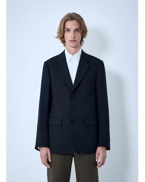 Dries Van Noten Single-Breasted Wool Blazer - Blue