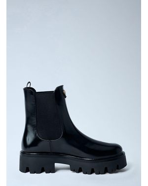 Prada Logo Plaque Ankle Boots - Blue