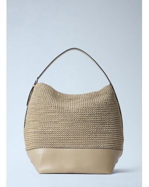 TOTEME Belted Woven Leather Tote Bag - Blue