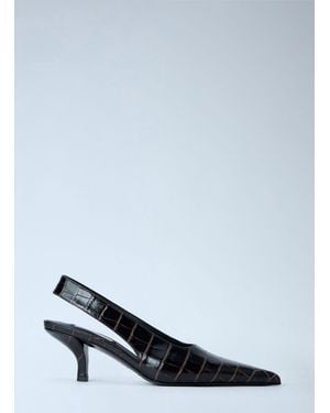 TOTEME Classic Croco-Embossed Slingbacks - Black