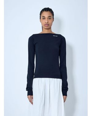 Miu Miu Logo Motif Wool Jumper - Blue