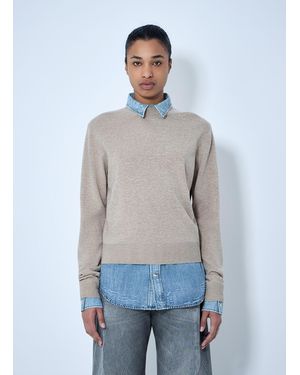 Acne Studios Layered Knit Sweater With Denim Shirt Detail - Blue