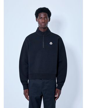 Moncler Half-Zip Sweatshirt With Logo Patch - Blue