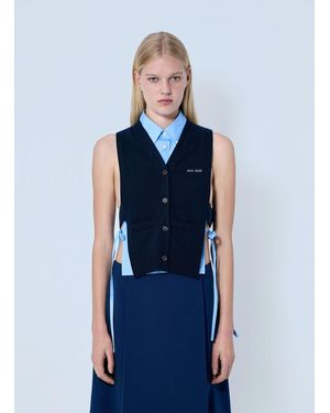 Miu Miu V-Neck Logo Vest - Blue