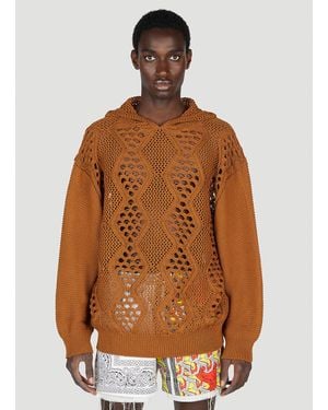 Children of the discordance Knit Hooded Jumper - Brown