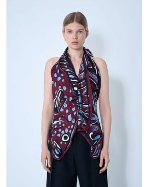 Bottega Veneta Silk Twill Printed Top - Blue