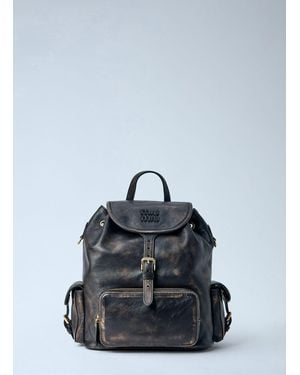 Miu Miu Leather Backpack - Blue