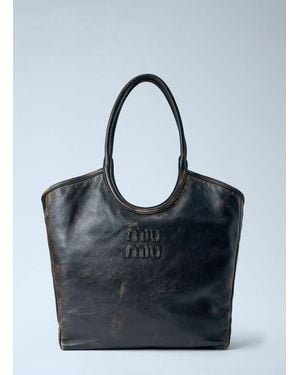 Miu Miu Ivy Leather Tote Bag - Blue