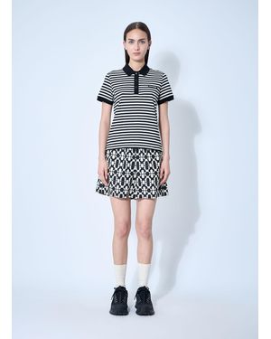 Moncler Striped Logo Motif Polo Shirt - Blue