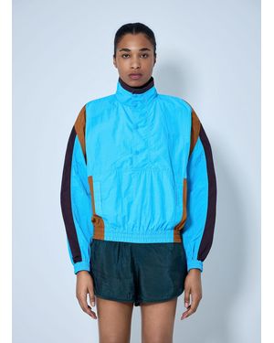Saint Laurent High-Neck Windbreaker Jacket - Blue